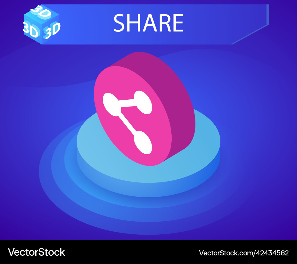 Share isometric design icon web 3d colorful Share isometric design icon web 3d colorful vector image