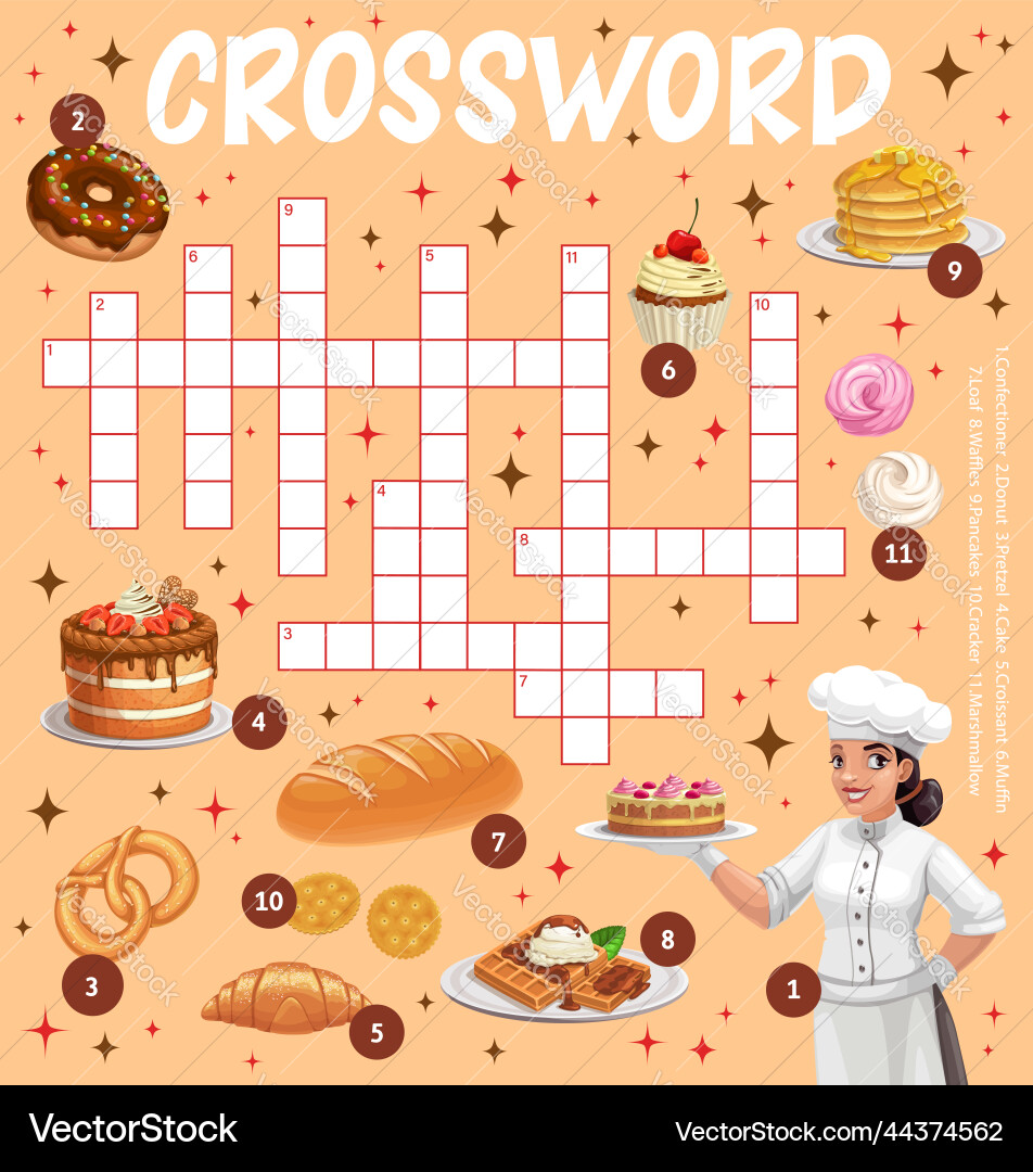 Sweets desserts and bakery crossword worksheet Vector Image Sweets desserts and bakery crossword worksheet Vector Image