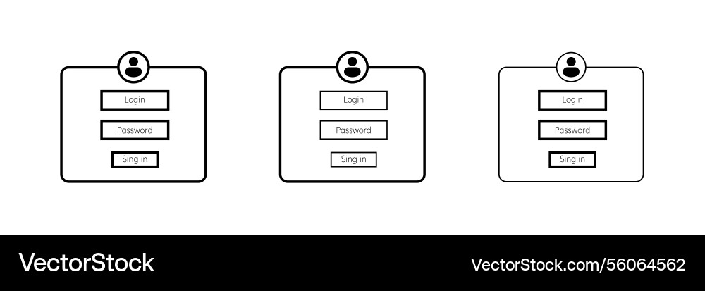Three identical account login interfaces vector image
