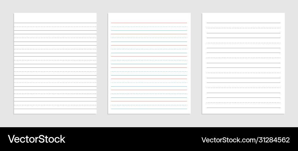 Three Line Paper Sheets - Notebook Pages vector image