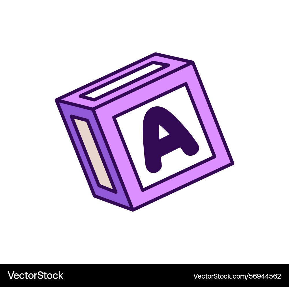 Toy cube with letter a icon of abc block Vector Image