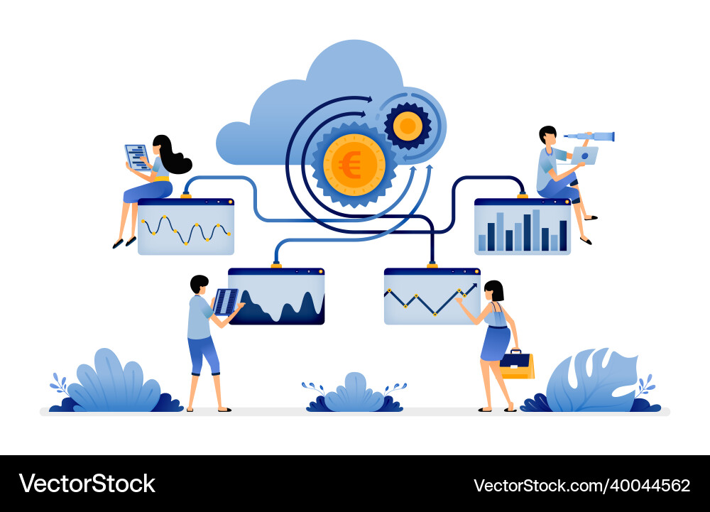 Upload and access financial data from the cloud Vector Image