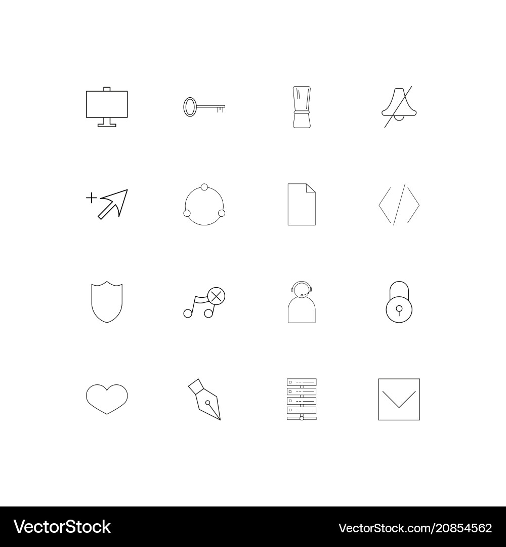 Web linear thin icons set outlined simple vector image