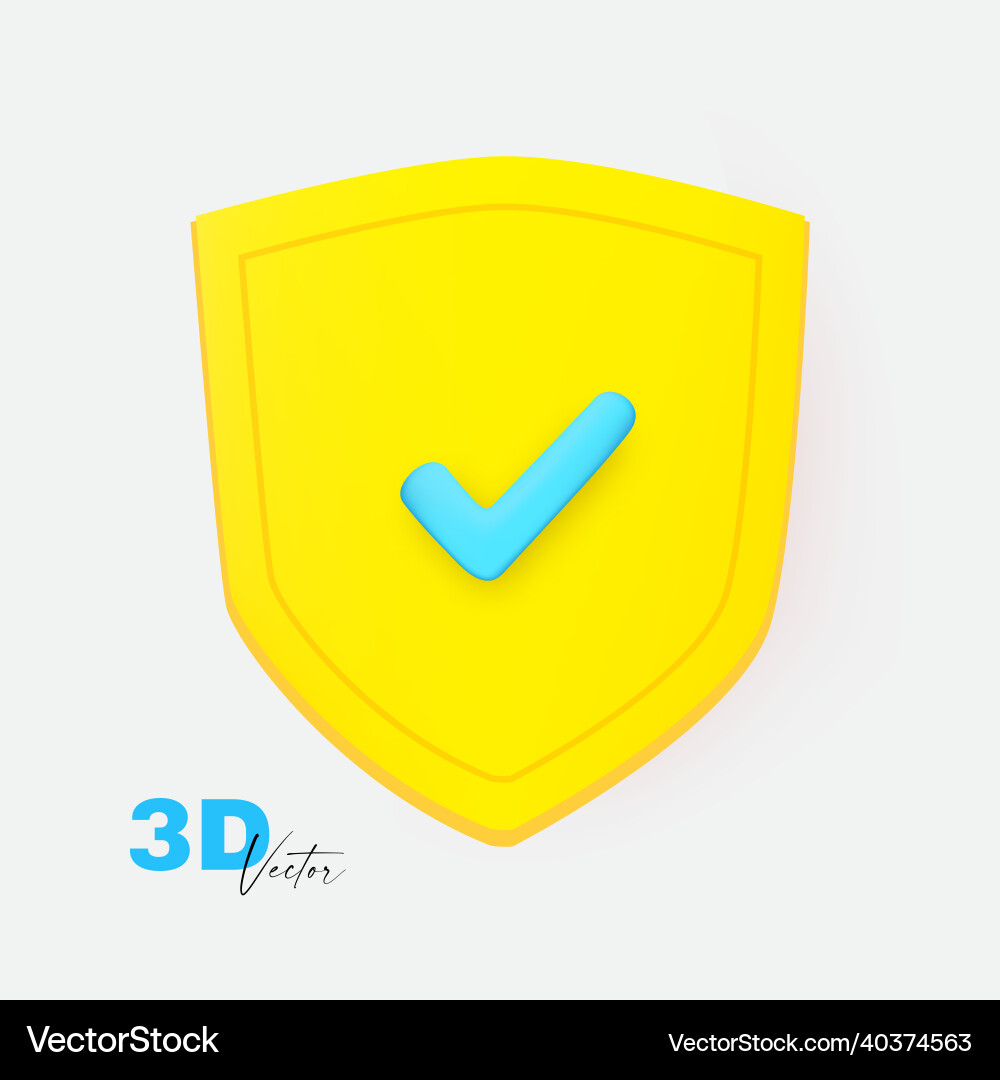 3d minimal shield icon security design isolated 3d minimal shield icon security design isolated vector image