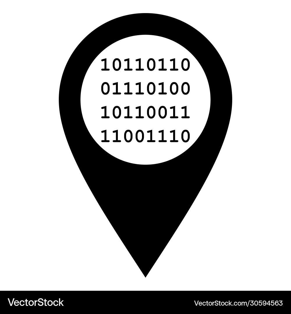 Binary code and location pin Vector Image