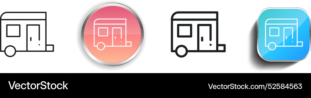 Campervan icon thin linear regular and button Campervan icon thin linear regular and button vector image