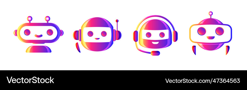 Chat bot robot set colorful style vector image