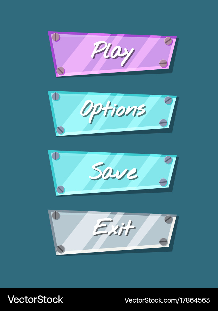 Cool shiny computer game menu interface collection vector image