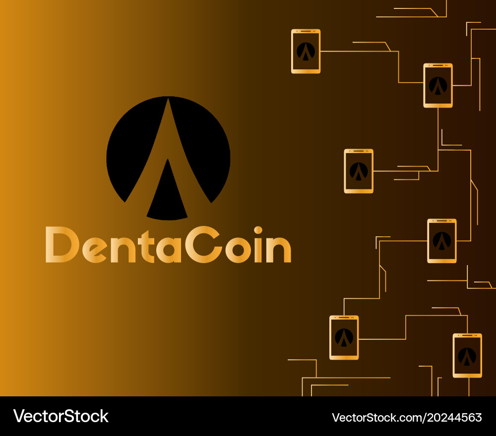 Dentacoin blockchain connected style background Vector Image