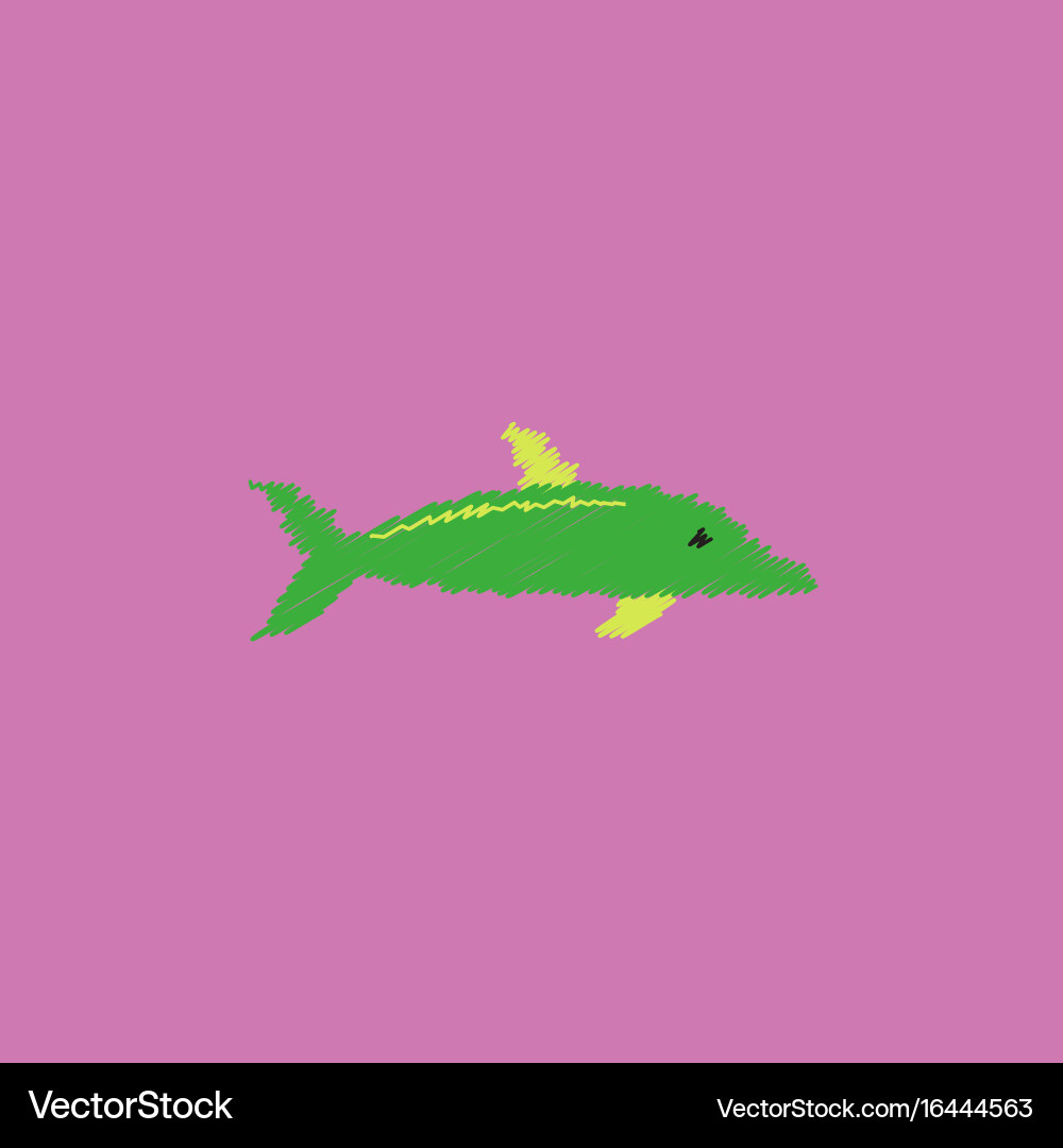 Dolphin delphinus delphis in hatching style vector image