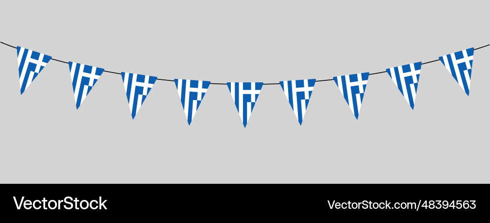 Greece bunting garland string of triangular Greece bunting garland string of triangular Vector Image