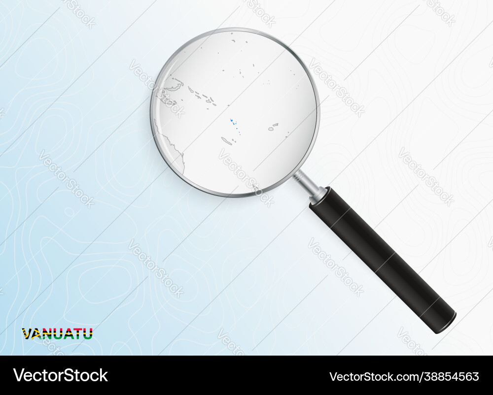Magnifier with map vanuatu on abstract vector image