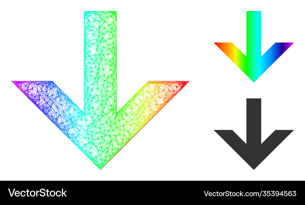 Rainbow network gradient arrow down icon Rainbow network gradient arrow down icon vector image