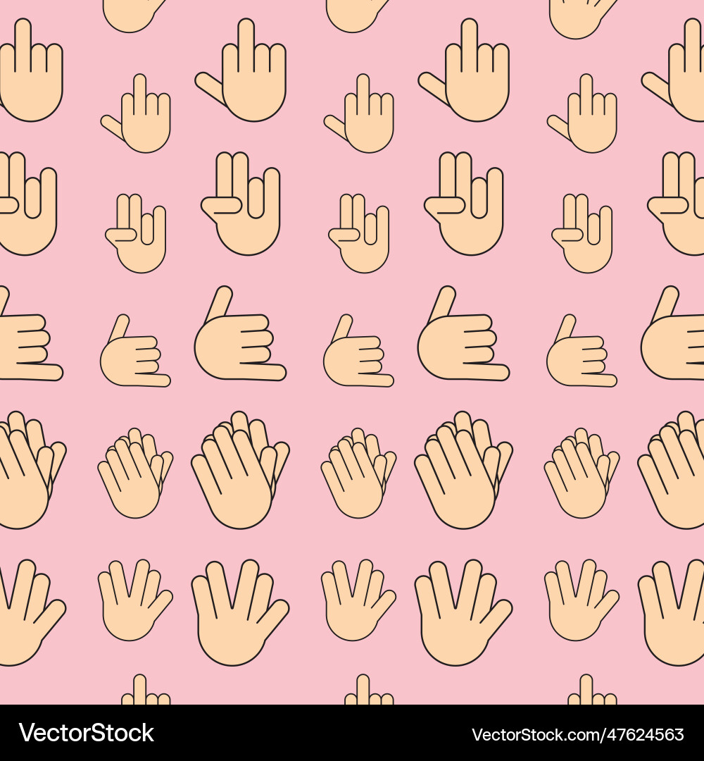 Seamless pattern background with hand gesture vector image