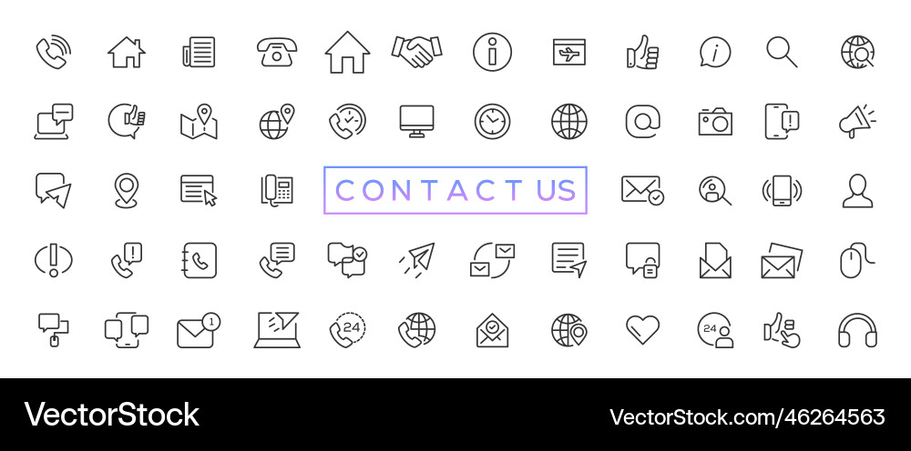 Set of simple contact us icons for web and mobile vector image