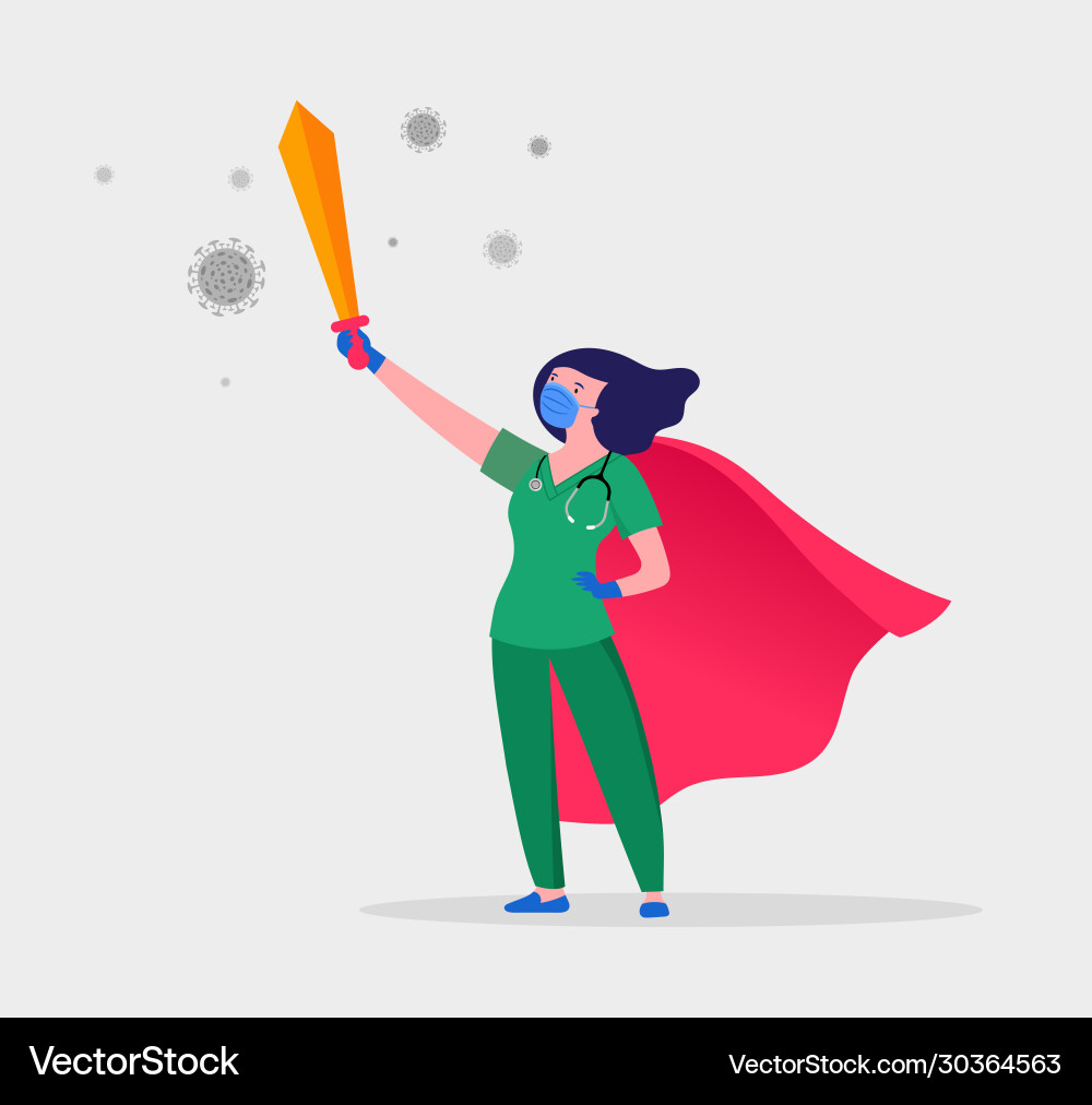 Super doctor and nurse wearing medical masks Super doctor and nurse wearing medical masks vector image