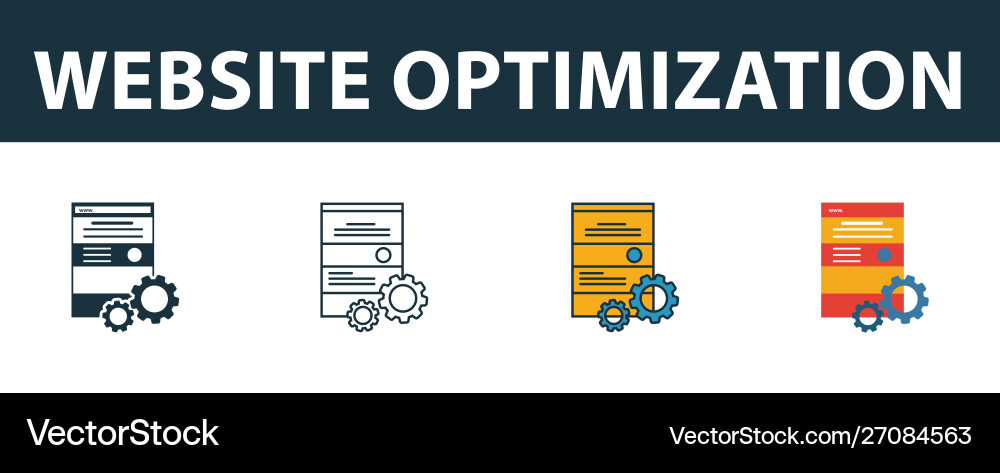 Website optimization icon set four elements Website optimization icon set four elements Vector Image