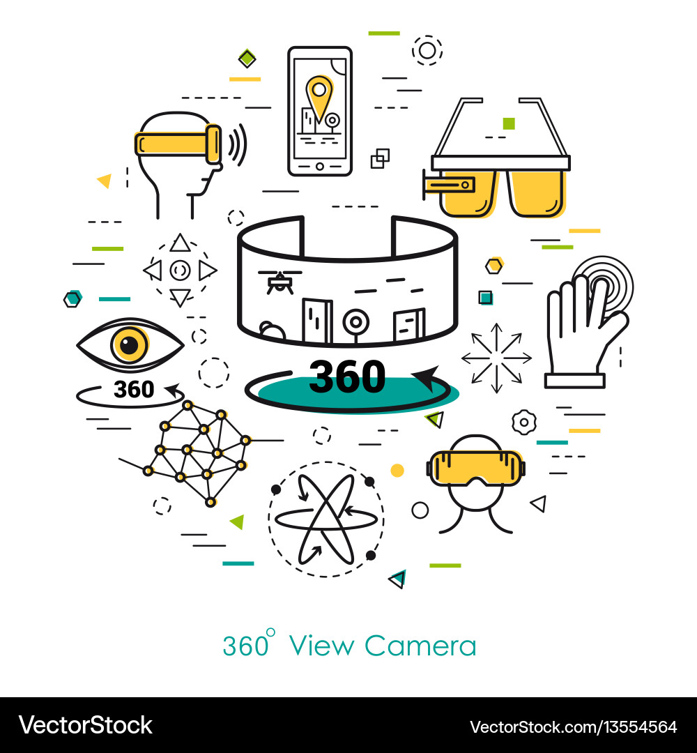 360 Camera View - Tech Icon Set vector image