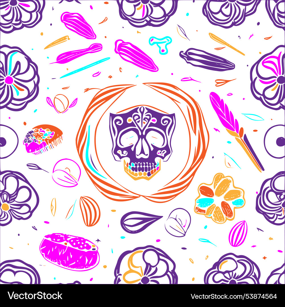 Bread of the dead abstract pattern Vector Image
