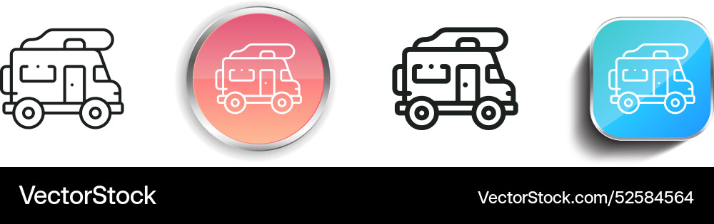 Campervan icon thin linear regular and button Campervan icon thin linear regular and button vector image
