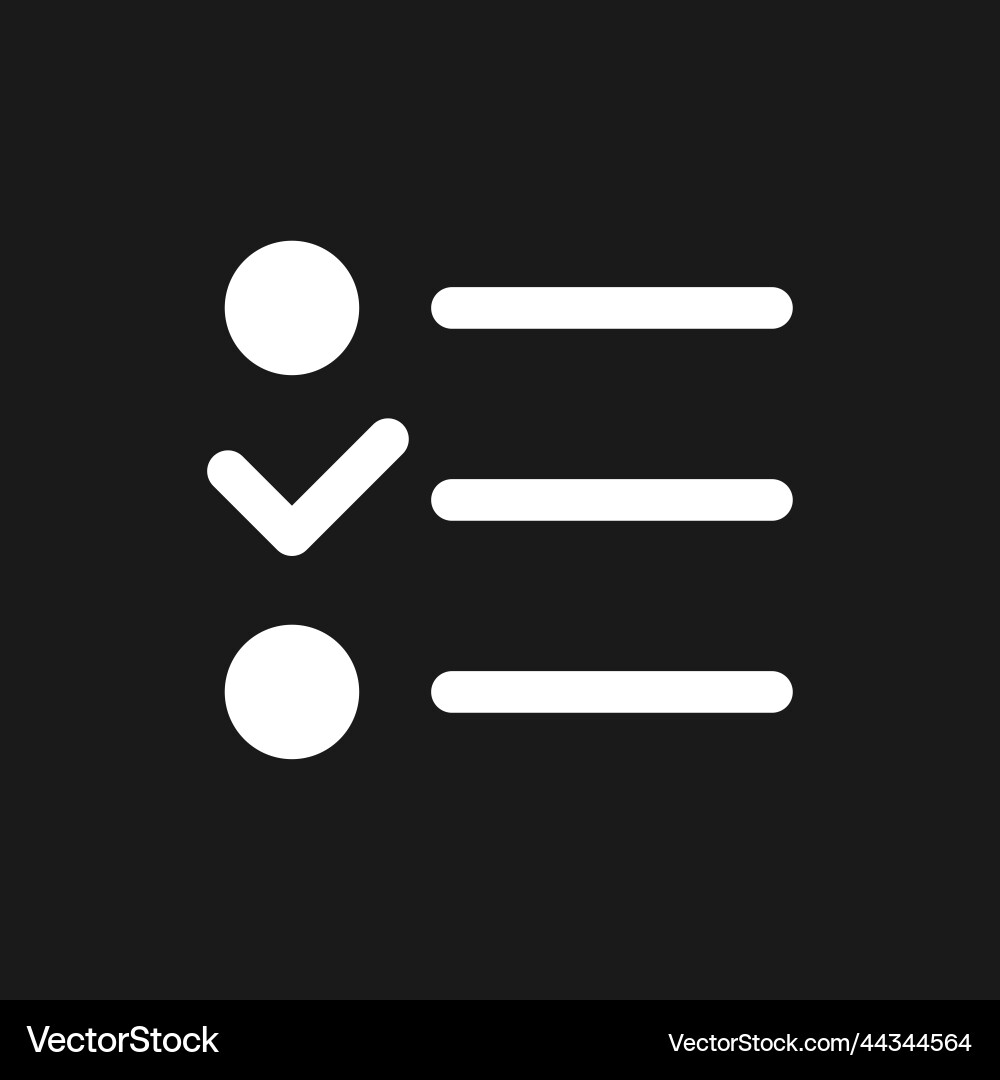 Checklist pixel dark mode glyph ui icon Checklist pixel dark mode glyph ui icon vector image