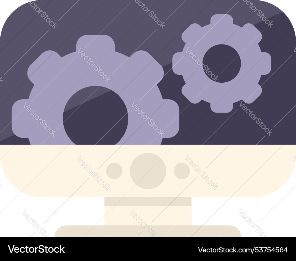 Computer monitor displaying gears representing Computer monitor displaying gears representing vector image