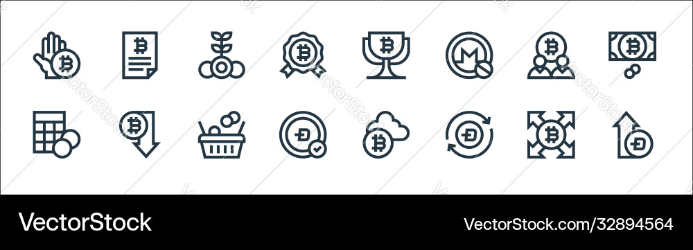 Cryptocurrency line icons linear set quality Cryptocurrency line icons linear set quality vector image