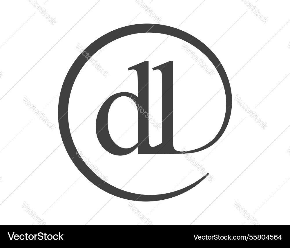 Dl logo from two letter with circle shape email Vector Image
