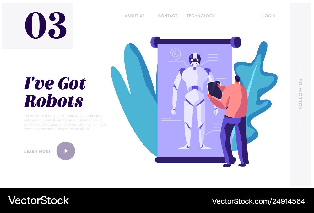 Engineer create robot artificial intelligence vector image