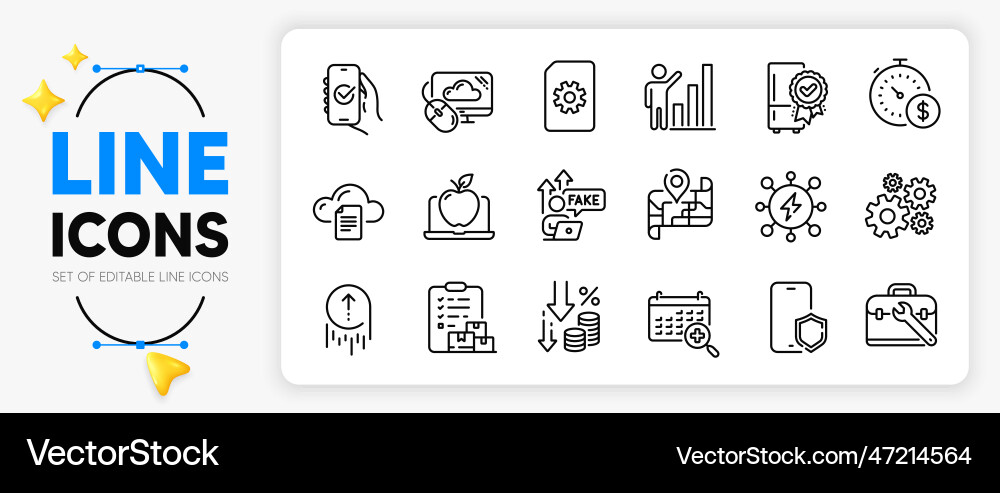 Graph chart tool case and fake internet line Graph chart tool case and fake internet line vector image