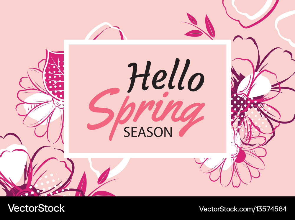 Hello spring banner template with colorful Hello spring banner template with colorful vector image
