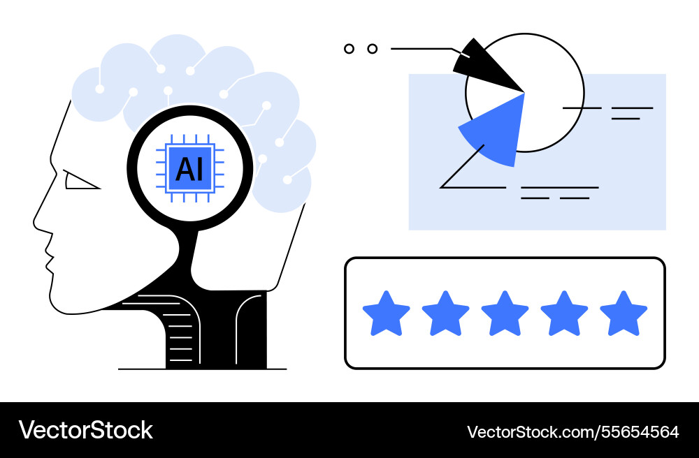 Human brain with ai chip data analysis charts Vector Image