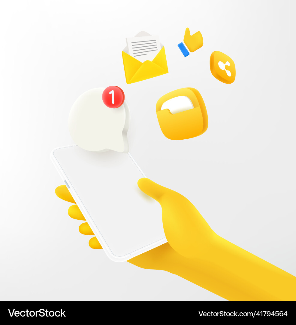 Man using modrn mobile applications 3d banner Man using modrn mobile applications 3d banner vector image