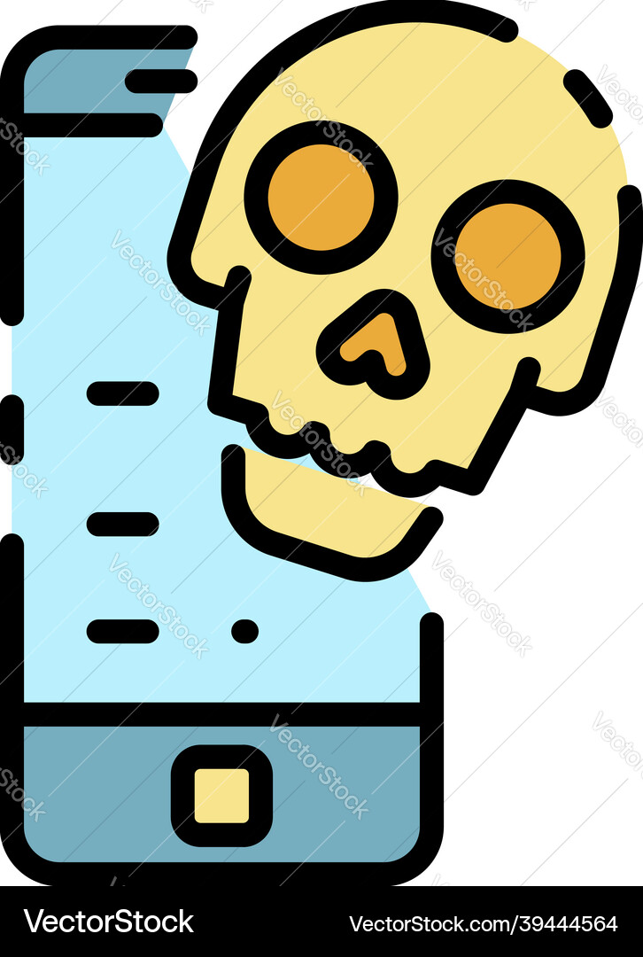 Mobile cyber attack icon color outline Mobile cyber attack icon color outline Vector Image