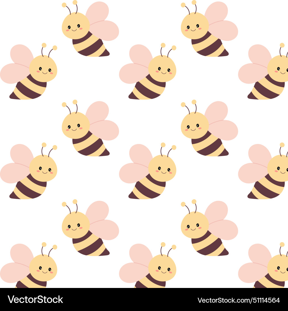 Pattern with bees in flat style Vector Image