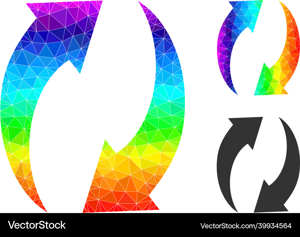 Polygonal refresh icon with spectrum Vector Image