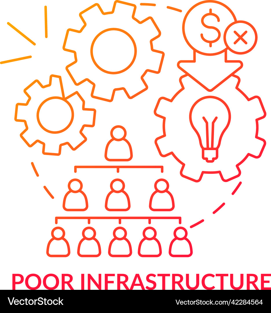 Poor infrastructure red gradient concept icon Poor infrastructure red gradient concept icon vector image