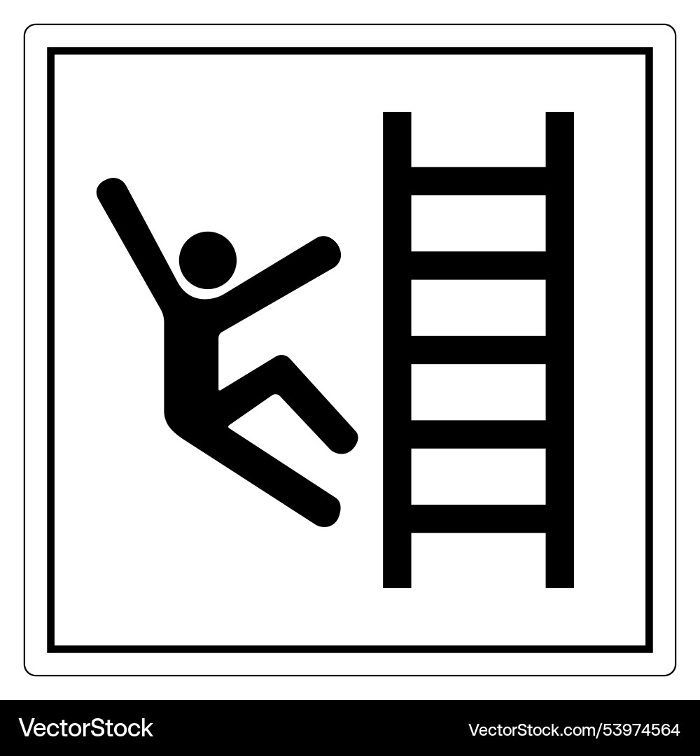 Safety warning sign for falling from a ladder – Royalty-Free Vector |  VectorStock, image size:1000x1080
