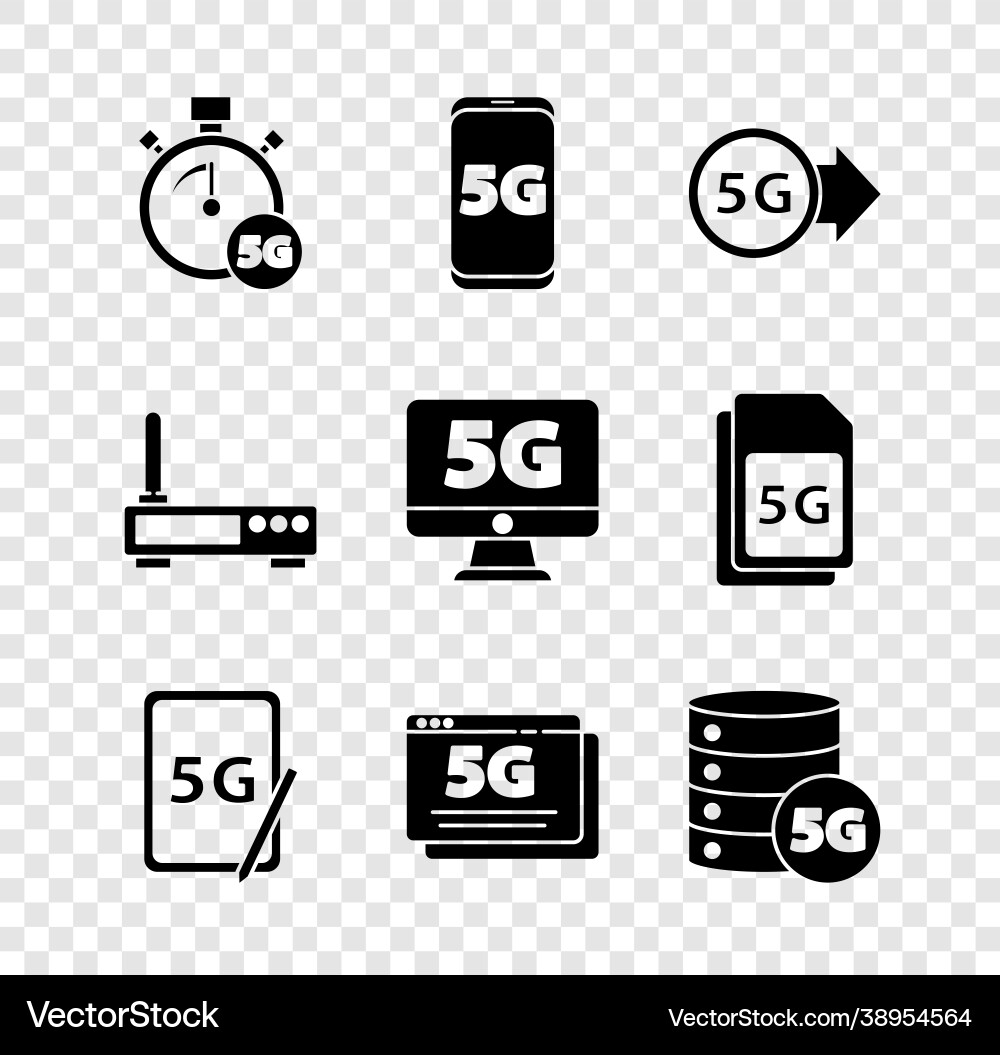 Set digital speed meter 5g mobile with network Set digital speed meter 5g mobile with network vector image