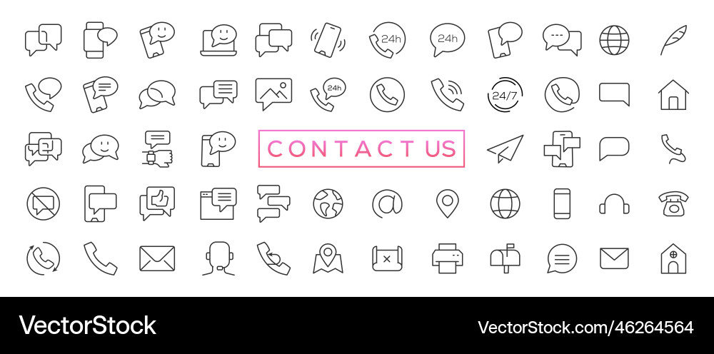 Set of simple contact us icons for web and mobile Set of simple contact us icons for web and mobile vector image
