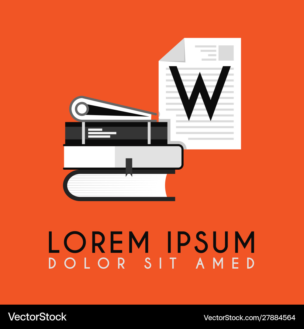 Stack books with additional initial w logo Vector Image