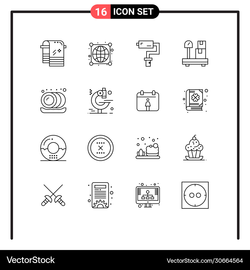 User interface pack 16 basic outlines vector image