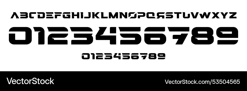 Angular Block Numbers - Tech Font vektorbild