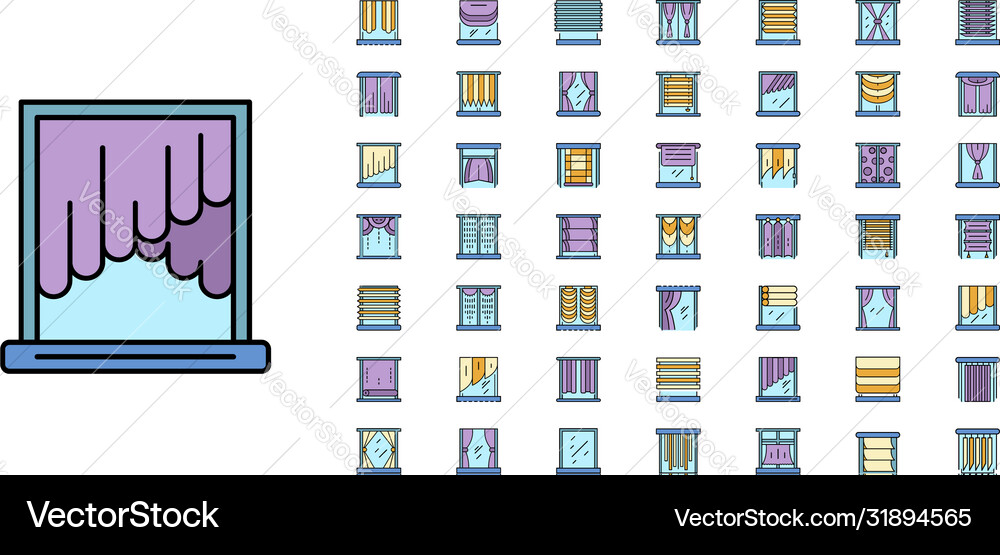 Blind window icon set line color Blind window icon set line color vector image