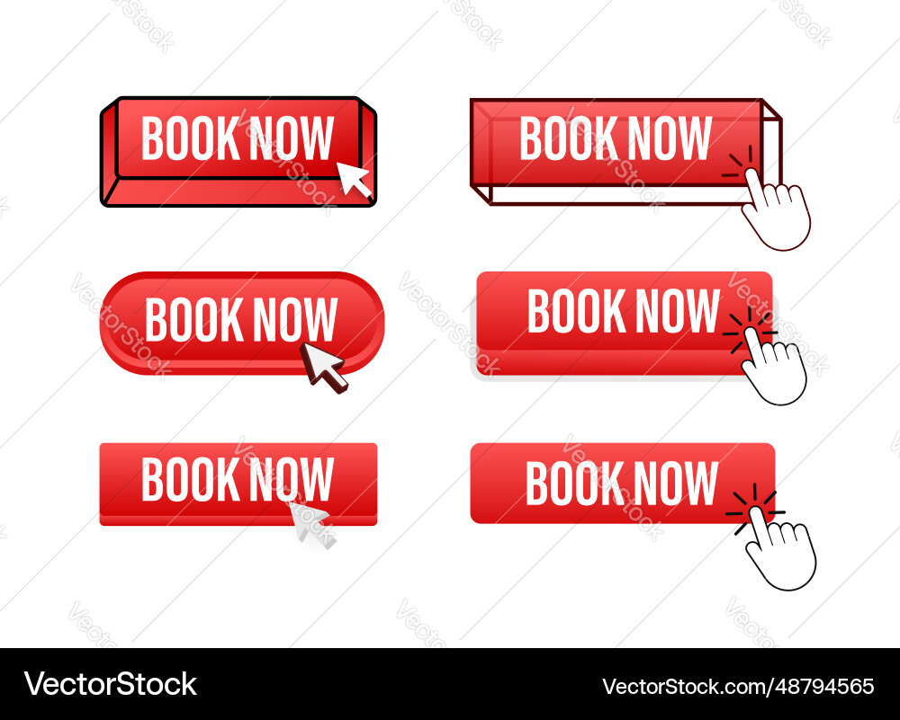 Book now button with pointer clicking Book now button with pointer clicking vector image