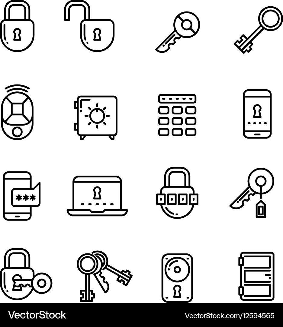 Key lock padlock safe door security thin line Vector Image