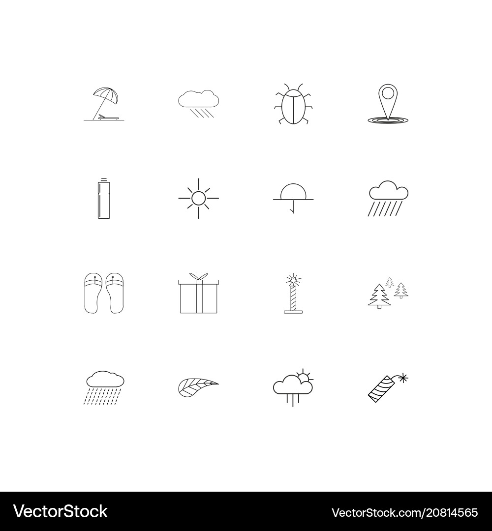 Nature linear thin icons set outlined simple Vector Image