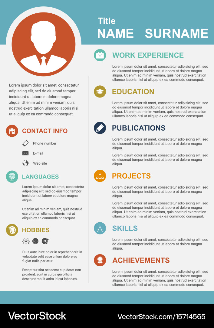 Personal Profile Resume Template Vector Image