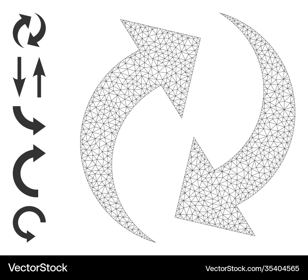 Polygonal net refresh icon with simple pictograms Polygonal net refresh icon with simple pictograms vector image