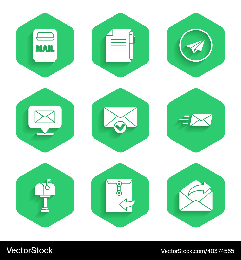 Set envelope and check mark outgoing mail Set envelope and check mark outgoing mail vector image